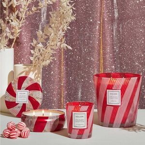 Voluspa | Crushed Candy Cane Candle | 3 Wick Glass Hearth